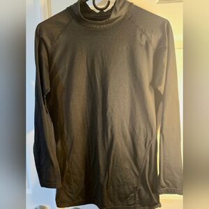 Black Long Sleeve Men's THERMAL Mock Neck Compression Shirt Large